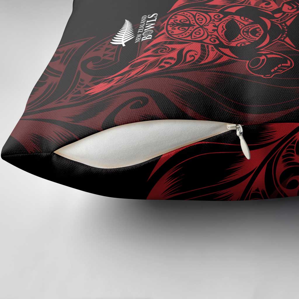 New Zealand Lawn Bowls Pillow Cover Red Maori Warrior Tribal Silver Fern LT9 - Polynesian Pride