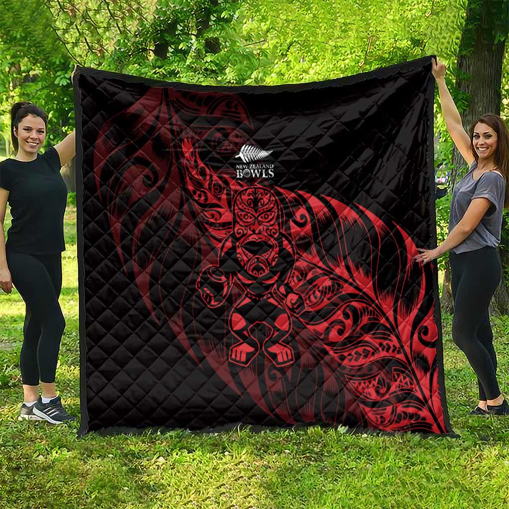 New Zealand Lawn Bowls Quilt Red Maori Warrior Tribal Silver Fern LT9 - Polynesian Pride