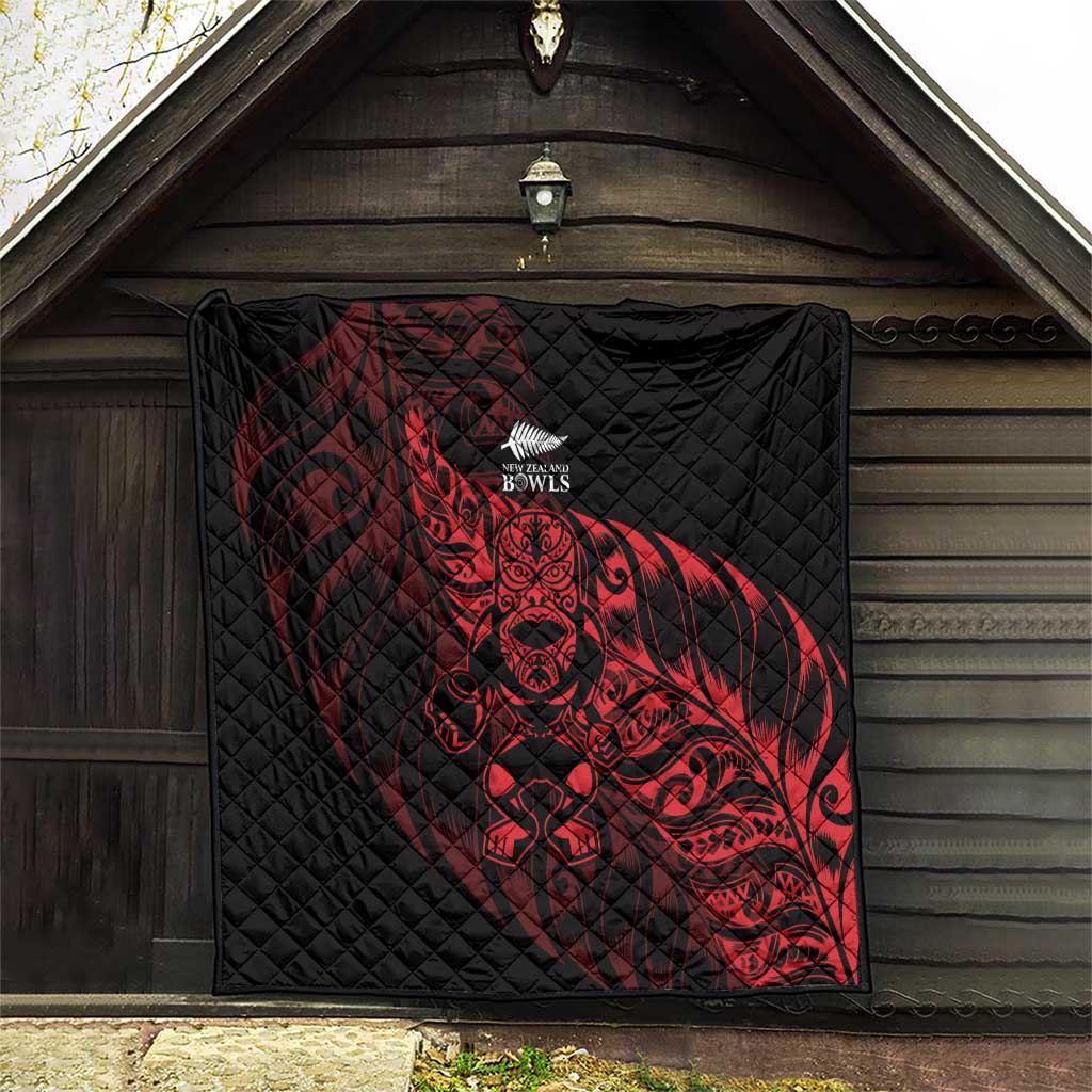 New Zealand Lawn Bowls Quilt Red Maori Warrior Tribal Silver Fern LT9 - Polynesian Pride
