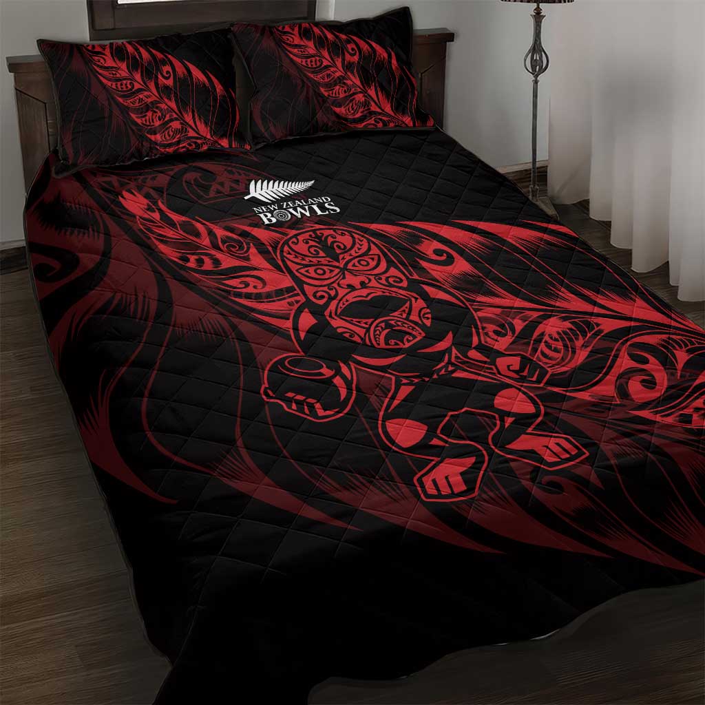 New Zealand Lawn Bowls Quilt Bed Set Red Maori Warrior Tribal Silver Fern LT9 Red - Polynesian Pride