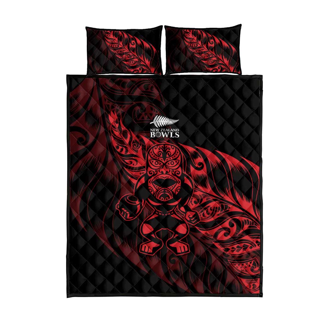 New Zealand Lawn Bowls Quilt Bed Set Red Maori Warrior Tribal Silver Fern LT9 - Polynesian Pride