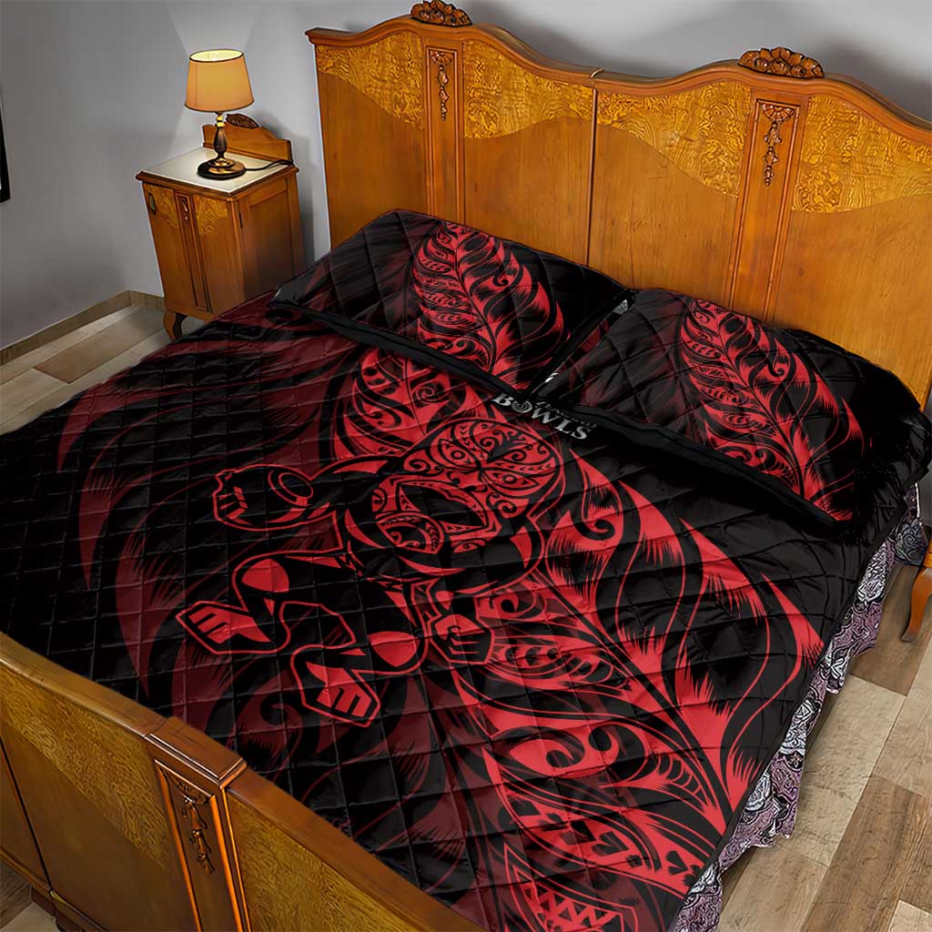 New Zealand Lawn Bowls Quilt Bed Set Red Maori Warrior Tribal Silver Fern LT9 - Polynesian Pride