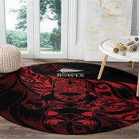 New Zealand Lawn Bowls Round Carpet Red Maori Warrior Tribal Silver Fern LT9 - Polynesian Pride