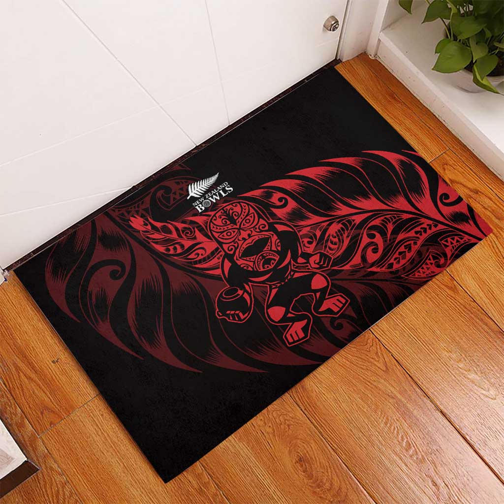 New Zealand Lawn Bowls Rubber Doormat Red Maori Warrior Tribal Silver Fern LT9 - Polynesian Pride