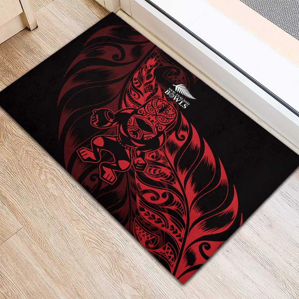 New Zealand Lawn Bowls Rubber Doormat Red Maori Warrior Tribal Silver Fern LT9 - Polynesian Pride