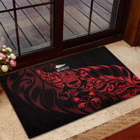 New Zealand Lawn Bowls Rubber Doormat Red Maori Warrior Tribal Silver Fern LT9 - Polynesian Pride