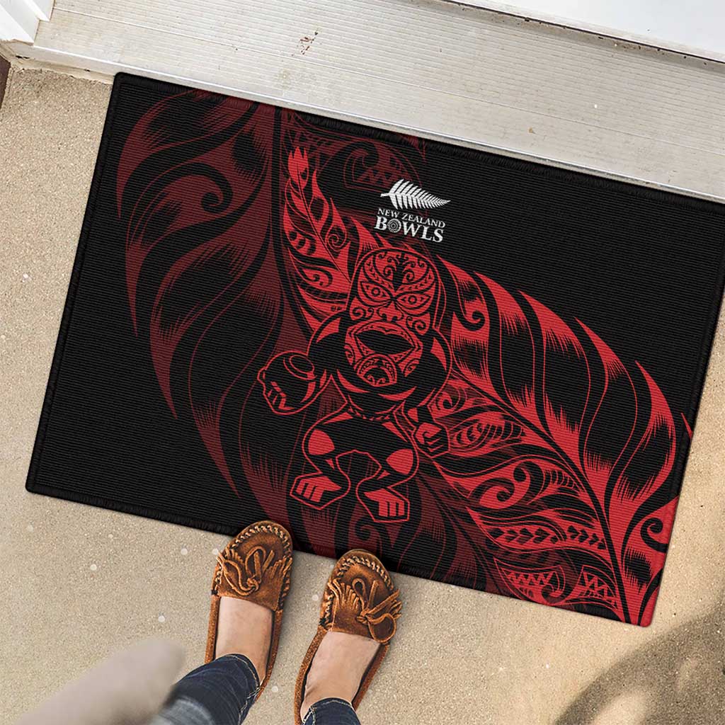 New Zealand Lawn Bowls Rubber Doormat Red Maori Warrior Tribal Silver Fern LT9 - Polynesian Pride