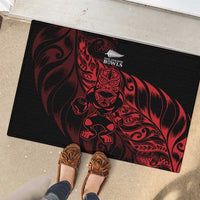 New Zealand Lawn Bowls Rubber Doormat Red Maori Warrior Tribal Silver Fern LT9 - Polynesian Pride
