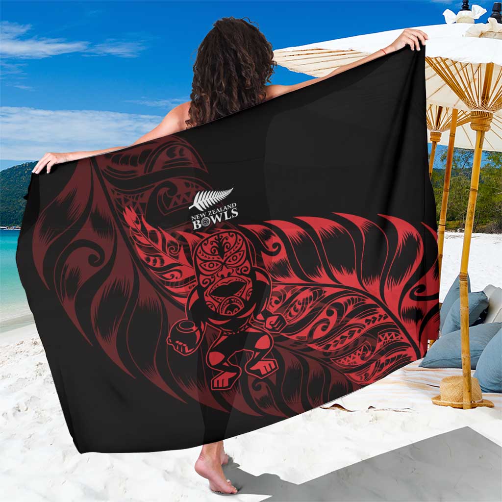 New Zealand Lawn Bowls Sarong Red Maori Warrior Tribal Silver Fern LT9 One Size 44 x 66 inches Red - Polynesian Pride
