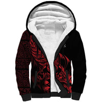 New Zealand Lawn Bowls Custom Sherpa Hoodie Red Maori Warrior Tribal Silver Fern LT9 Unisex Red - Polynesian Pride