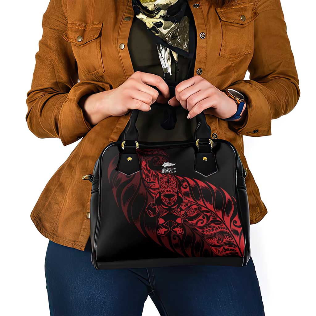 New Zealand Lawn Bowls Shoulder Handbag Red Maori Warrior Tribal Silver Fern LT9 - Polynesian Pride