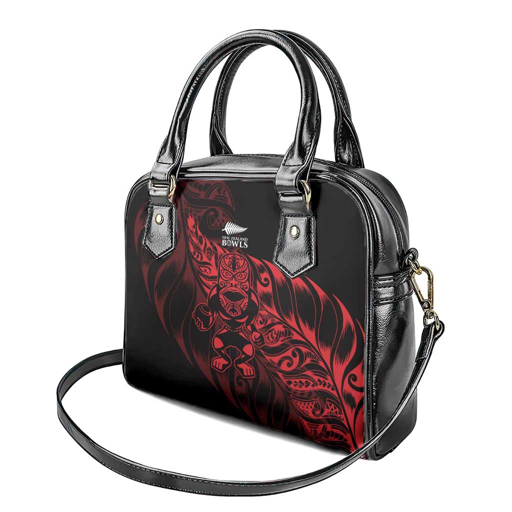 New Zealand Lawn Bowls Shoulder Handbag Red Maori Warrior Tribal Silver Fern LT9 - Polynesian Pride