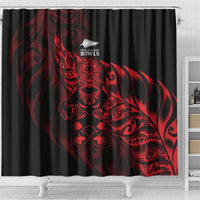 New Zealand Lawn Bowls Shower Curtain Red Maori Warrior Tribal Silver Fern LT9 - Polynesian Pride