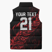 New Zealand Lawn Bowls Custom Sleeveless Puffer Jacket Red Maori Warrior Tribal Silver Fern LT9 - Polynesian Pride