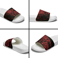 New Zealand Lawn Bowls Slide Sandals Red Maori Warrior Tribal Silver Fern LT9 - Polynesian Pride