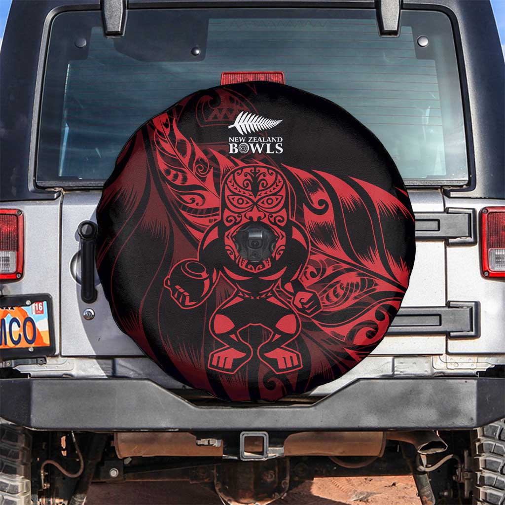 New Zealand Lawn Bowls Spare Tire Cover Red Maori Warrior Tribal Silver Fern LT9 Red - Polynesian Pride