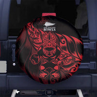 New Zealand Lawn Bowls Spare Tire Cover Red Maori Warrior Tribal Silver Fern LT9 No hole Red - Polynesian Pride