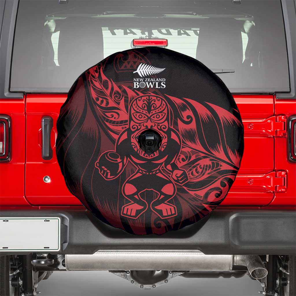 New Zealand Lawn Bowls Spare Tire Cover Red Maori Warrior Tribal Silver Fern LT9 - Polynesian Pride