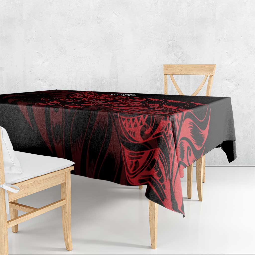 New Zealand Lawn Bowls Tablecloth Red Maori Warrior Tribal Silver Fern - Polynesian Pride