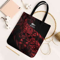 New Zealand Lawn Bowls Tote Bag Red Maori Warrior Tribal Silver Fern LT9 Black Strap One Size Red - Polynesian Pride