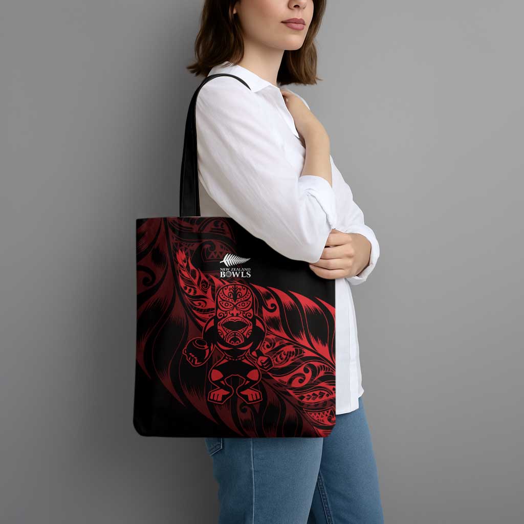 New Zealand Lawn Bowls Tote Bag Red Maori Warrior Tribal Silver Fern LT9 - Polynesian Pride