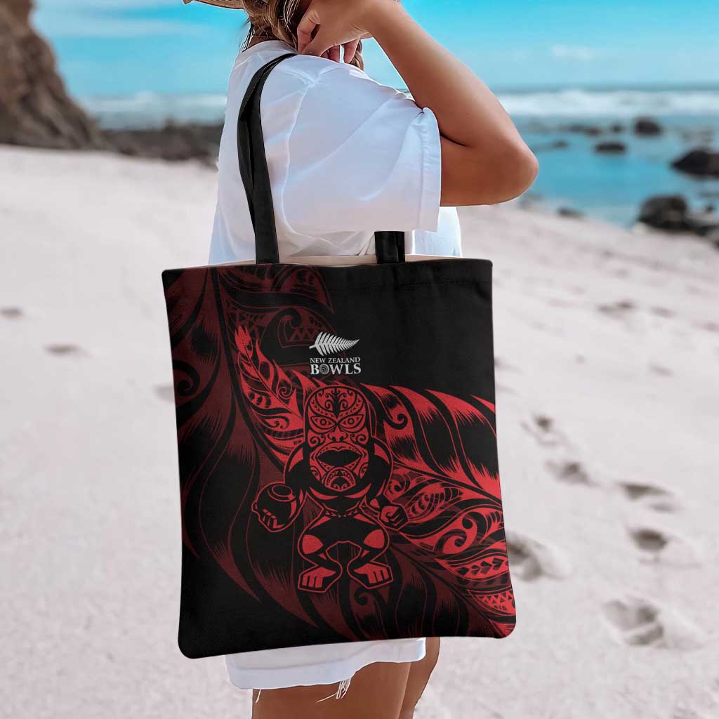 New Zealand Lawn Bowls Tote Bag Red Maori Warrior Tribal Silver Fern LT9 - Polynesian Pride