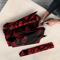 New Zealand Lawn Bowls Umbrella Red Maori Warrior Tribal Silver Fern LT9 - Polynesian Pride