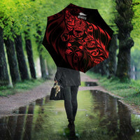New Zealand Lawn Bowls Umbrella Red Maori Warrior Tribal Silver Fern LT9 - Polynesian Pride