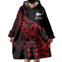 New Zealand Lawn Bowls Custom Wearable Blanket Hoodie Red Maori Warrior Tribal Silver Fern LT9 - Polynesian Pride