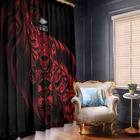 New Zealand Lawn Bowls Window Curtain Red Maori Warrior Tribal Silver Fern LT9 - Polynesian Pride