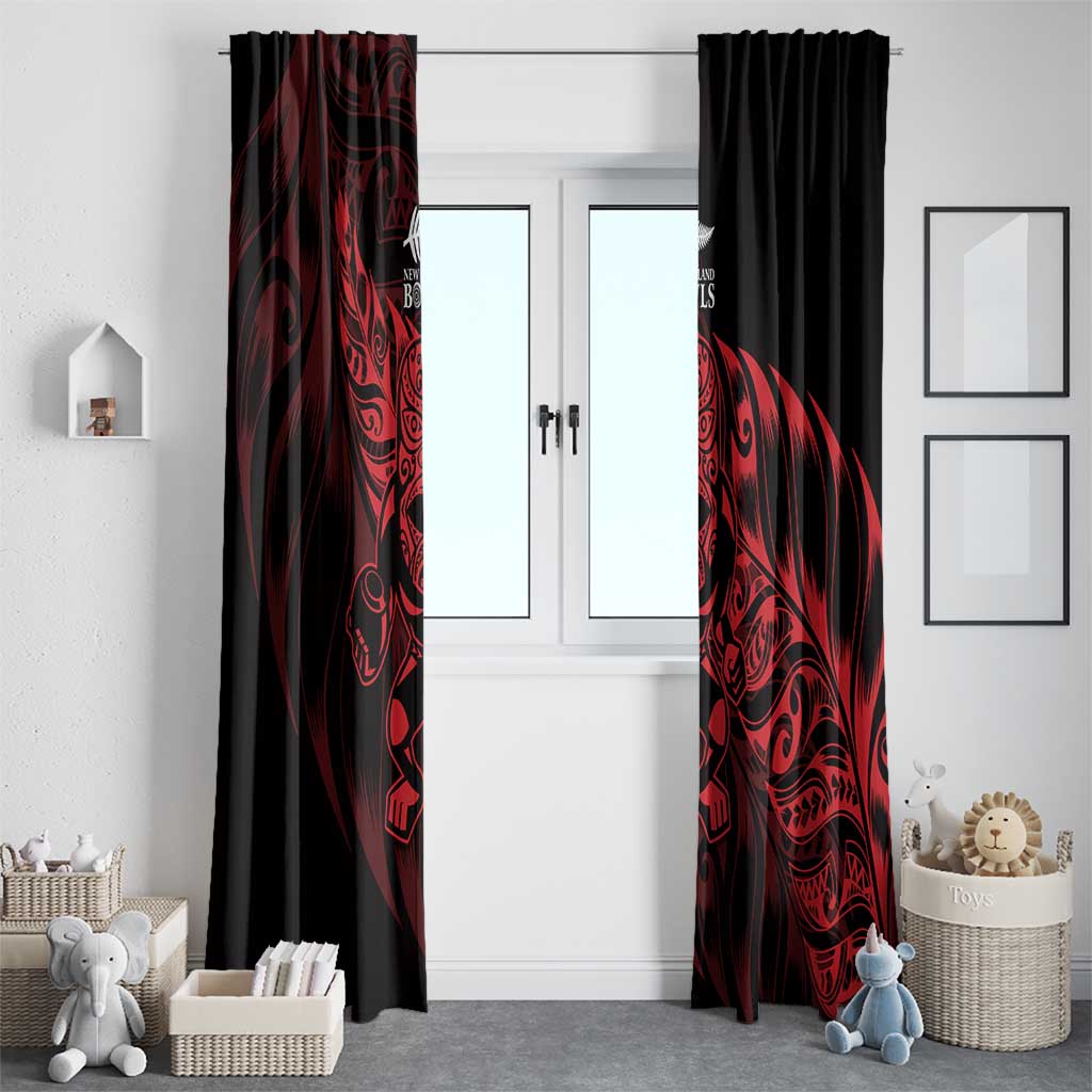 New Zealand Lawn Bowls Window Curtain Red Maori Warrior Tribal Silver Fern LT9 - Polynesian Pride