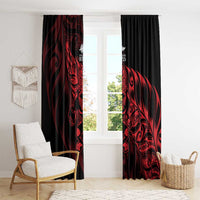 New Zealand Lawn Bowls Window Curtain Red Maori Warrior Tribal Silver Fern LT9 - Polynesian Pride