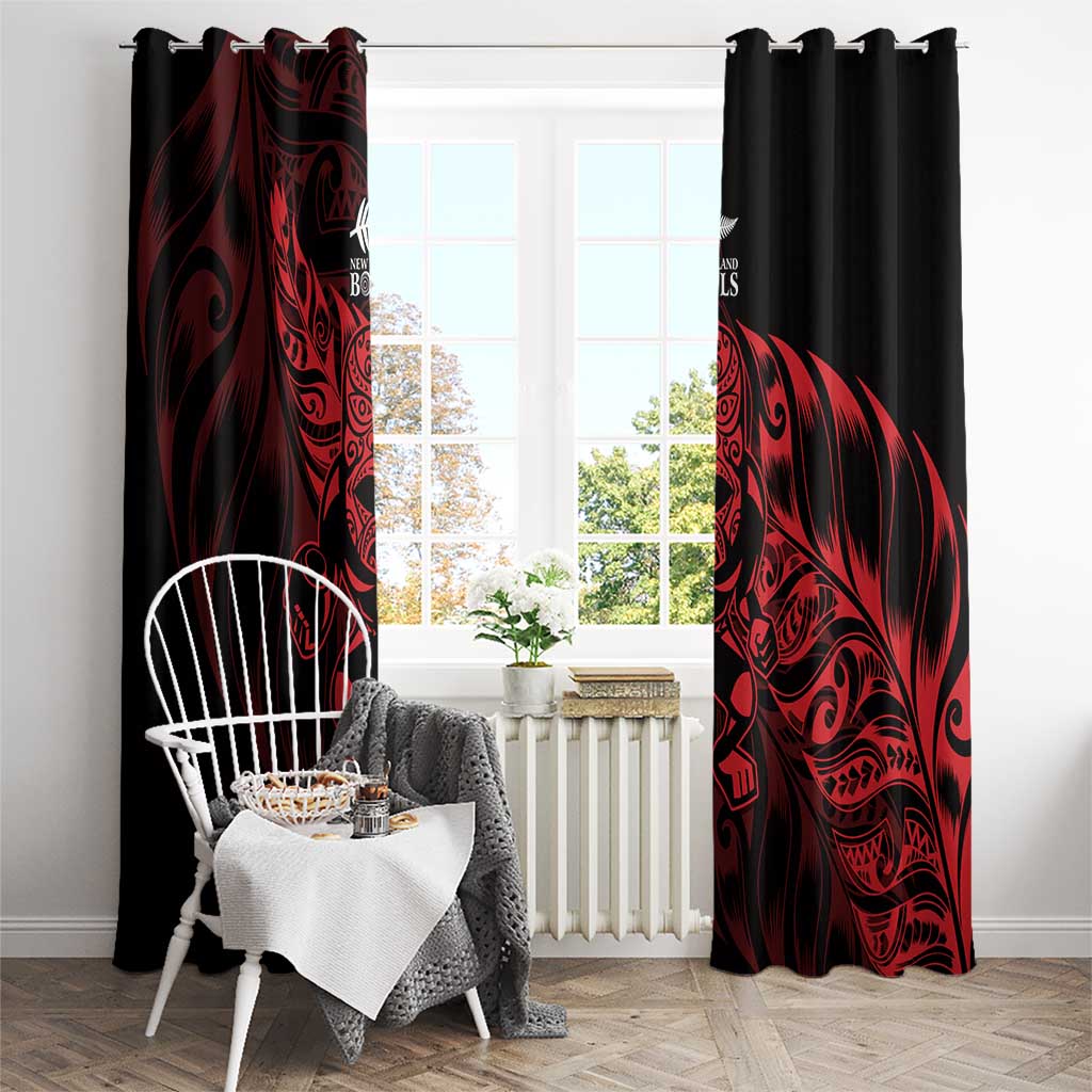 New Zealand Lawn Bowls Window Curtain Red Maori Warrior Tribal Silver Fern LT9 - Polynesian Pride