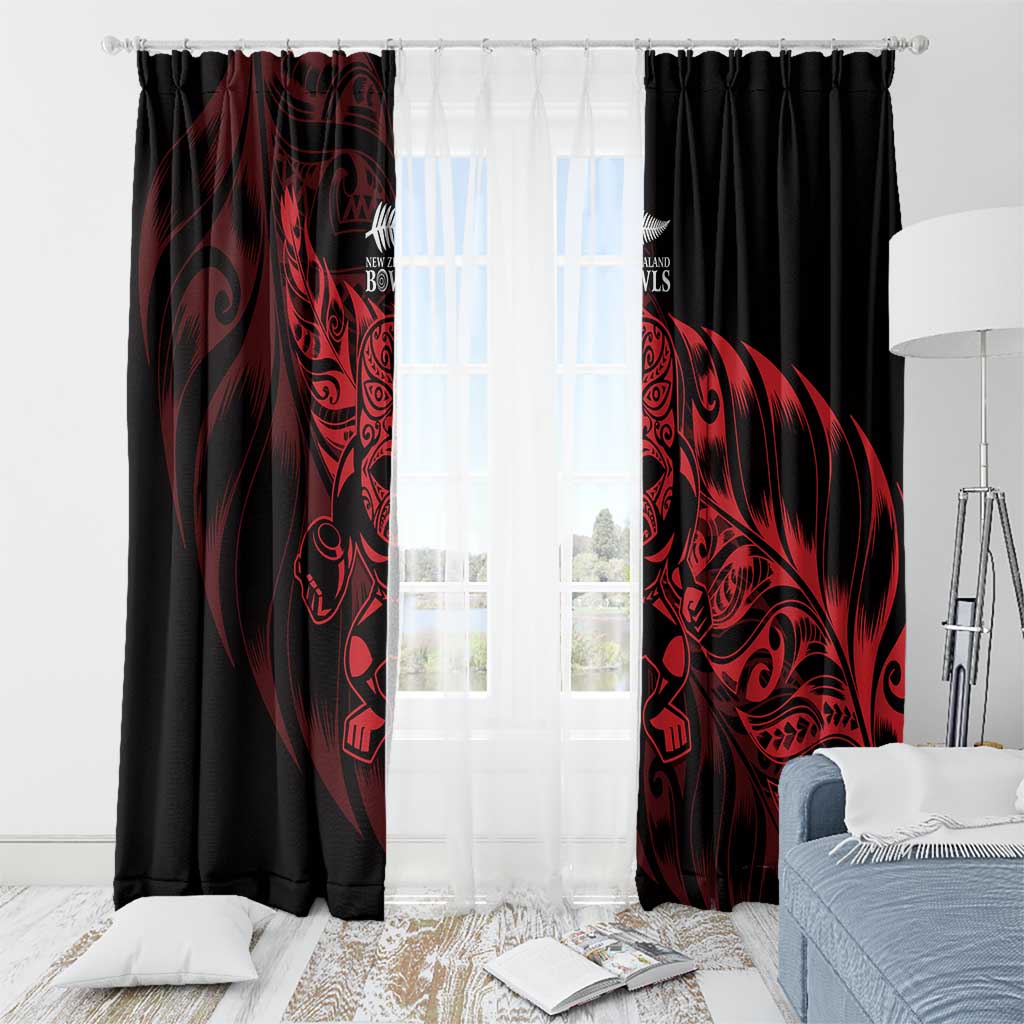 New Zealand Lawn Bowls Window Curtain Red Maori Warrior Tribal Silver Fern LT9 - Polynesian Pride