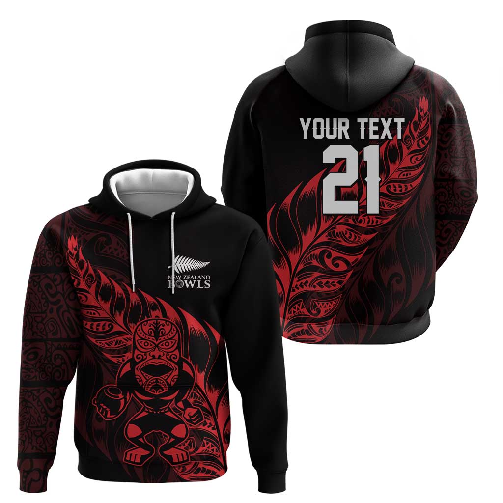 New Zealand Lawn Bowls Custom Zip Hoodie Red Maori Warrior Tribal Silver Fern LT9 - Polynesian Pride