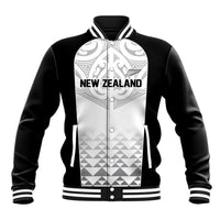 World Football 2026 New Zealand Custom Baseball Jacket All White Fern Maori Tribal LT9 Unisex White - Polynesian Pride