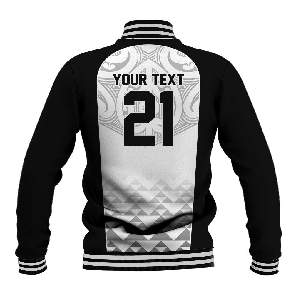 World Football 2026 New Zealand Custom Baseball Jacket All White Fern Maori Tribal LT9 - Polynesian Pride