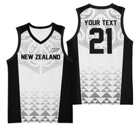 World Football 2026 New Zealand Custom Basketball Jersey All White Fern Maori Tribal LT9 - Polynesian Pride