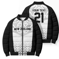 World Football 2026 New Zealand Custom Bomber Puffer Jacket All White Fern Maori Tribal LT9 - Polynesian Pride