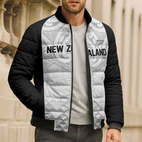 World Football 2026 New Zealand Custom Bomber Puffer Jacket All White Fern Maori Tribal LT9 - Polynesian Pride