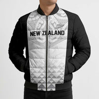 World Football 2026 New Zealand Custom Bomber Puffer Jacket All White Fern Maori Tribal LT9 - Polynesian Pride