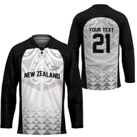 World Football 2026 New Zealand Custom Hockey Jersey All White Fern Maori Tribal LT9 - Polynesian Pride