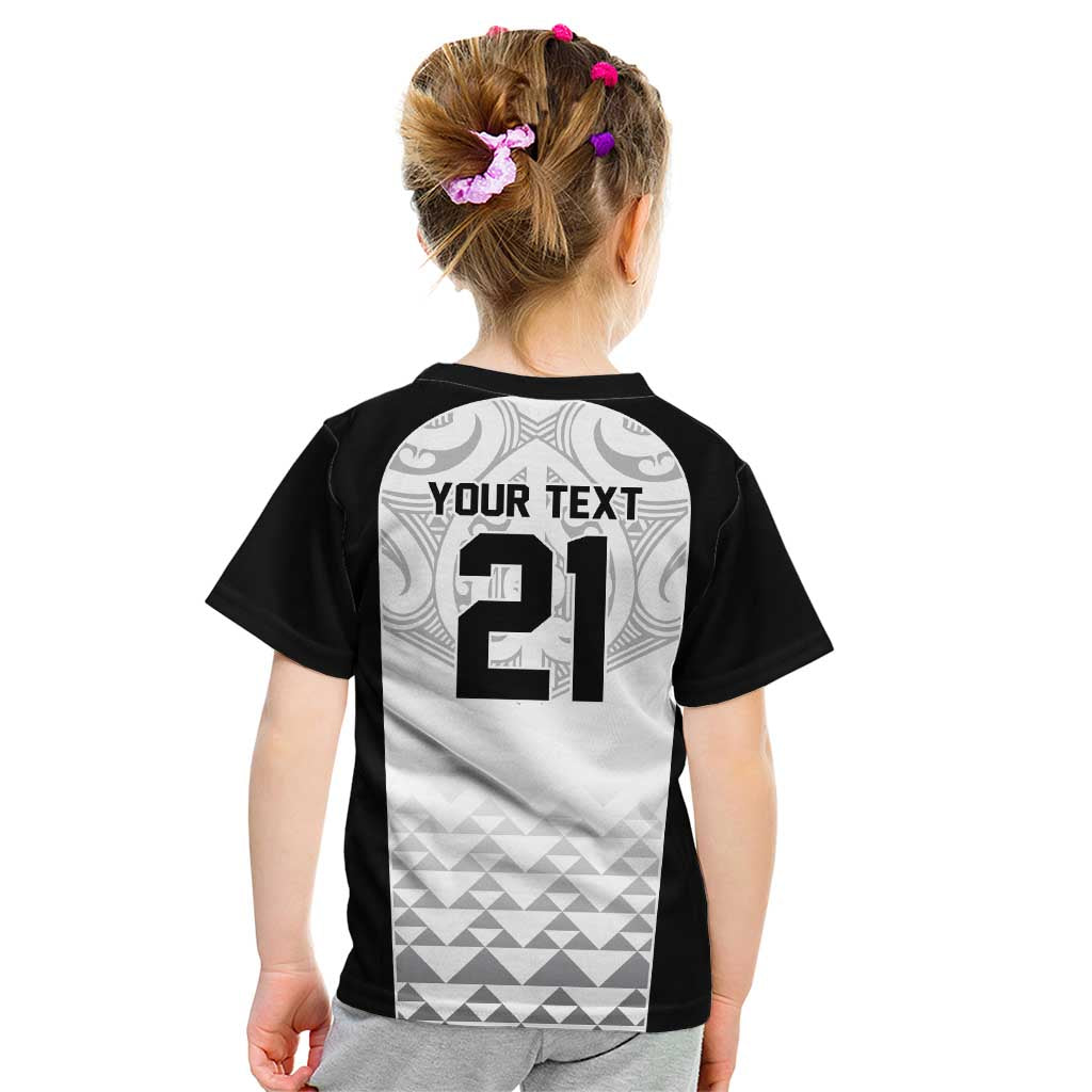 World Football 2026 New Zealand Custom Kid T Shirt All White Fern Maori Tribal LT9 - Polynesian Pride