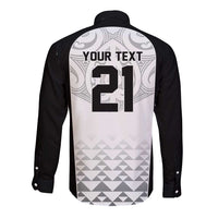 World Football 2026 New Zealand Custom Long Sleeve Button Shirt All White Fern Maori Tribal LT9 - Polynesian Pride