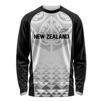 World Football 2026 New Zealand Custom Long Sleeve Shirt All White Fern Maori Tribal LT9 Unisex White - Polynesian Pride