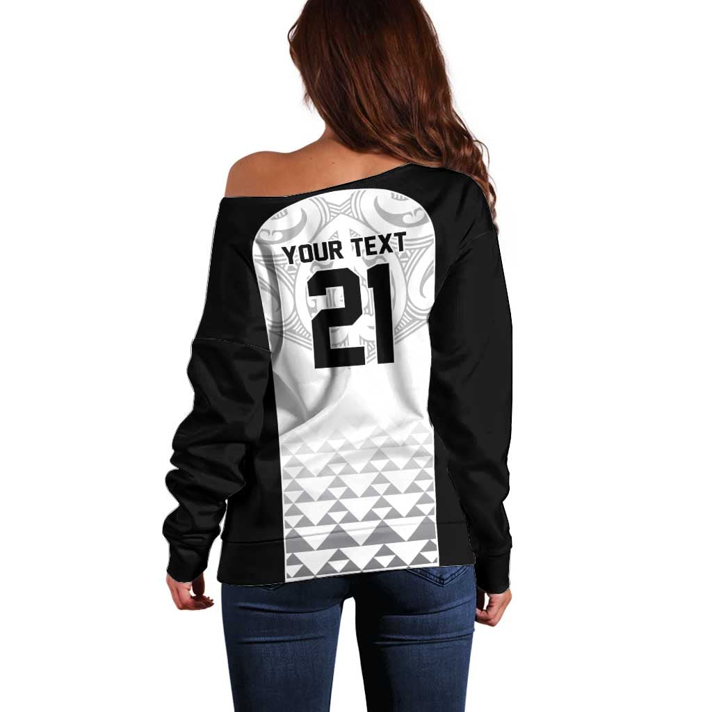 World Football 2026 New Zealand Custom Off Shoulder Sweater All White Fern Maori Tribal LT9 - Polynesian Pride