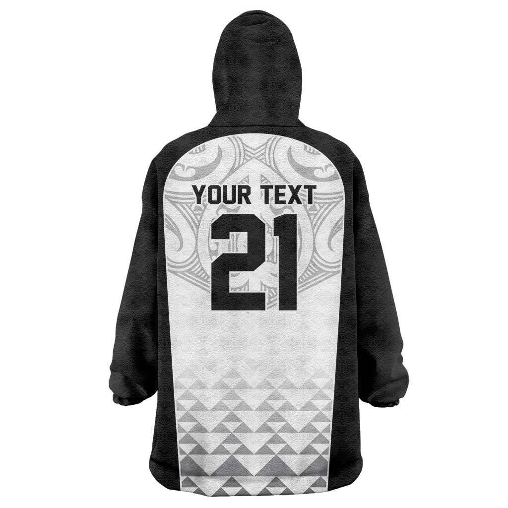 World Football 2026 New Zealand Custom Wearable Blanket Hoodie All White Fern Maori Tribal LT9 - Polynesian Pride