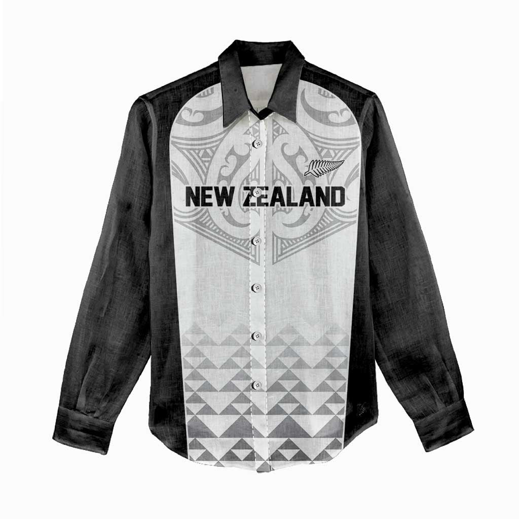 World Football 2026 New Zealand Custom Women Casual Shirt All White Fern Maori Tribal LT9 - Polynesian Pride