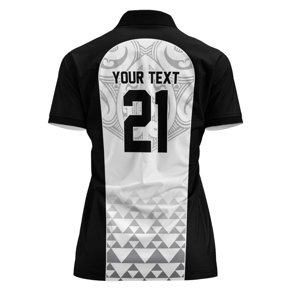 World Football 2026 New Zealand Custom Women Polo Shirt All White Fern Maori Tribal LT9 - Polynesian Pride