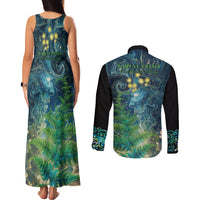 New Zealand Matariki Waipuna-a-rangi Couples Matching Tank Maxi Dress and Long Sleeve Button Shirt He Roimata o Rangi LT9 - Polynesian Pride